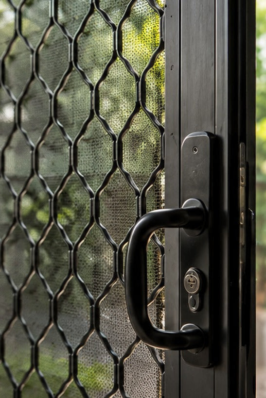 Security screen door close up
